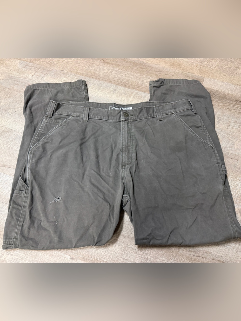 Carhartt Men's Dungaree / Carpenter Work Pants - Dark Grey/Brown